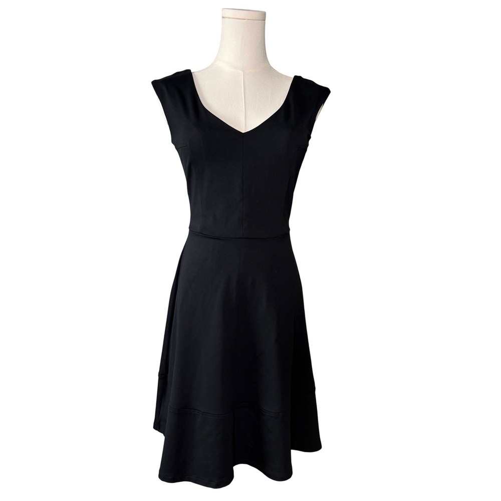 Cynthia Rowley Womens Black V-Neck Fit and Flare Sleeveless Dress XS Stretch LBD